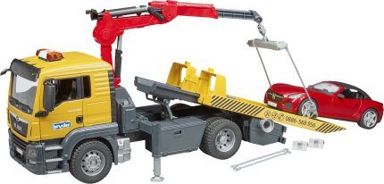 Camion dépanneur avec grue de chargement MAN TG et voiture décapotable – Image 5