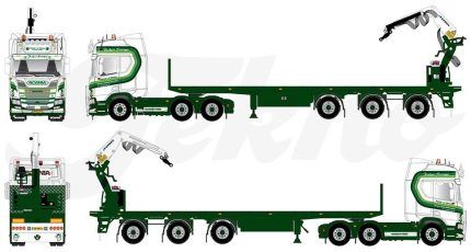 SCANIA R Highline 6x2 avec remorque plateau et grue – Image 5