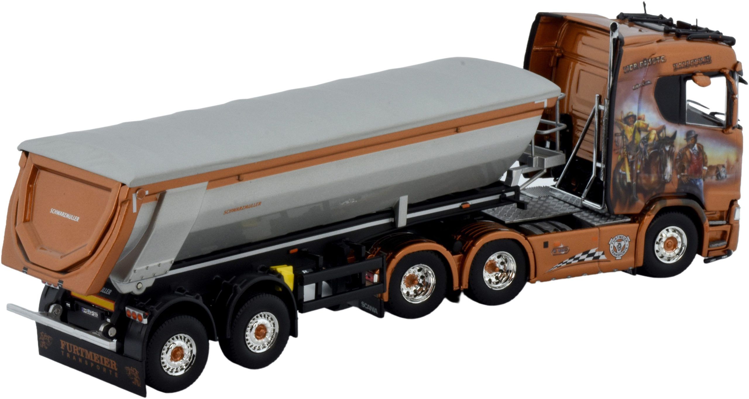 Camion rouge avec benne basculante 3 essieux – SCANIA R500 4x2
