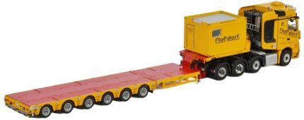 MERCEDES Actros SLT Big Space 8x4 avec remorque porte-engins 6 essieux  et container 6 pieds – Image 3