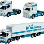 Coffret de 3 VOLVO FH16, FH4 et FH3 avec une remorque frigo