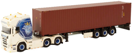 SCANIA R Highline 6x2 avec remorque porte-container et container 40 pieds