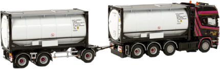 SCANIA R4 Topline 8x2 porteur et remorque porte-container avec 2 containers citerne 20 pieds – Image 3