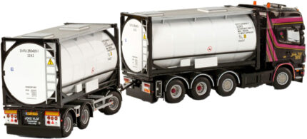 SCANIA R4 Topline 8x2 porteur et remorque porte-container avec 2 containers citerne 20 pieds – Image 4