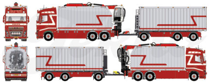 VOLVO FH4 Globetrotter 6x2 combiné porteur avec remorque de vrac et grue – Image 5