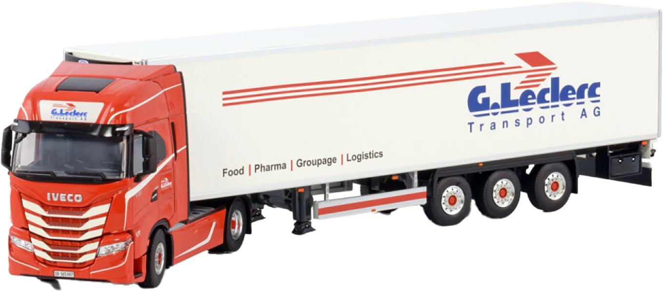 Camion 4x2 IVECO Stralis Couleur Rouge Et Remorque 3 Essieux Aux Couleurs Iveco New15613
