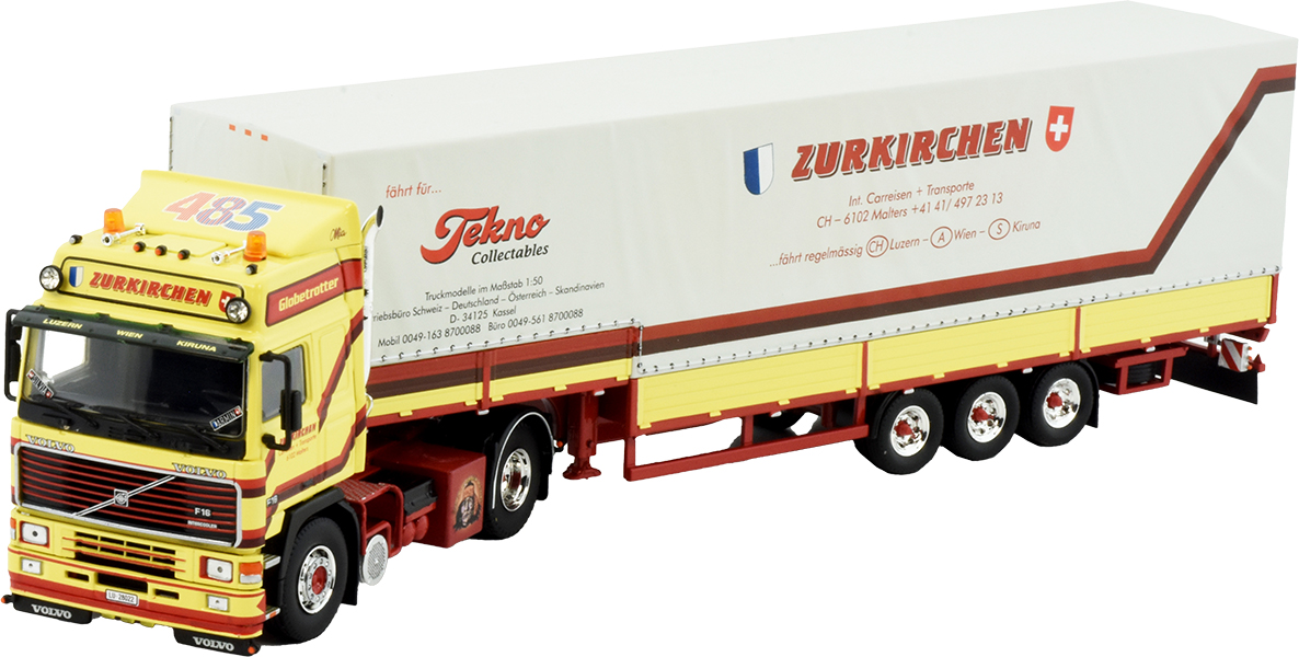 VOLVO F12 Globetrotter 6x4 avec remorque bachée 3 essieux BORJE JONSSON