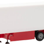Remorque frigo 3 essieux, blanc et rouge