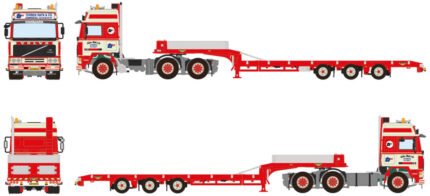 VOLVO F12 Globetrotter 6x2 avec remorque porte-engins 3 essieux – Image 5