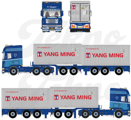SCANIA 164 Topline 6x2 avec remorque porte-containers et 2 containers 20 pieds – Image 5