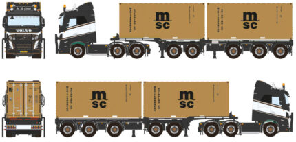 VOLVO FH5 Sleeper Cab 6x2 avec remorque combi porte-containers et 2 containers 20 pieds MSC – Image 5