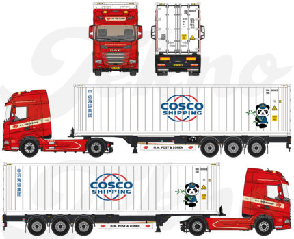 DAF XF 4x2 avec remorque porte-containers et container 40 pieds COSCO – Image 5