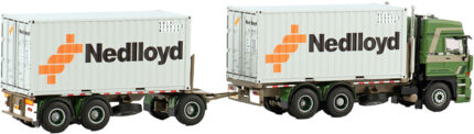 DAF 3300 Space Cab 6x2 combiné porteur et remorque porte container avec 2 containers 20 pieds – Image 3