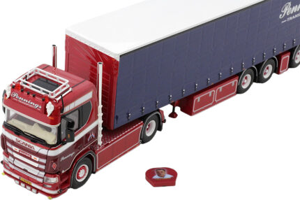 Figurine SCANIA R Highline 4x2 Schubert et remorque bachée 3 essieux Schwarzmuller TEKNO TEK73884 | Collect World
