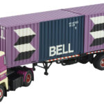 SCANIA 140 4x2 avec remorque porte-container 2 essieux et 2 containers 20 pieds