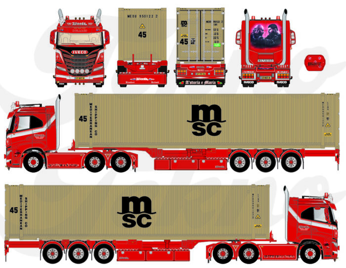 Herpa 1/87 Iveco S-Way Avec Remorque Porte-conteneurs HH BODE/TAILWIND
