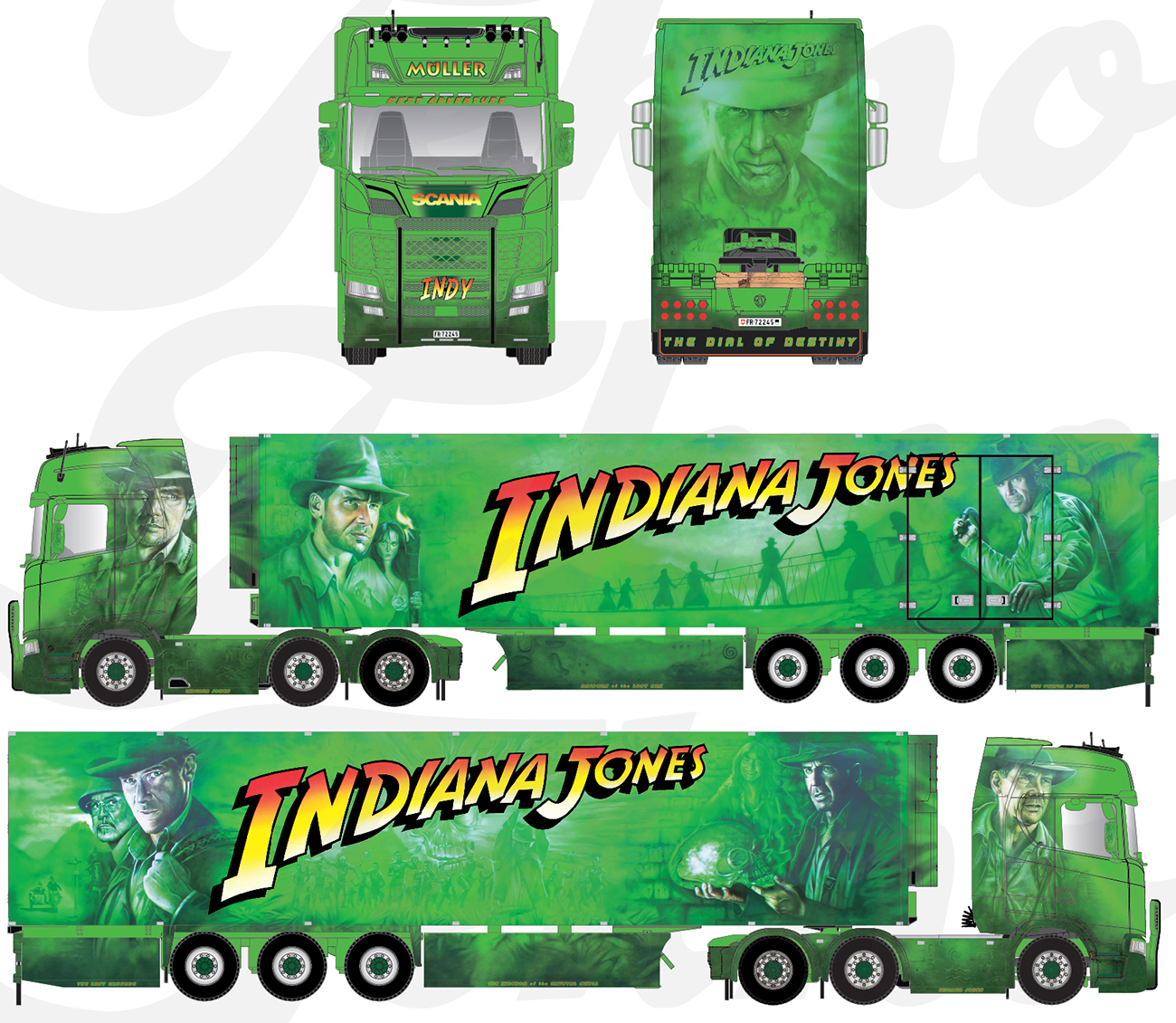 Camion Scania 6x2 + Remorque Frigo Beimer Meat - 5 Essieux - WSI 01-1908 - Échelle 1/50 - Neuf