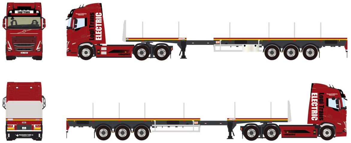 HERPA - CAMION avec plateau surbaissé 4 essieux SEELAND – VOLVO FH 6x2 - 1/87... EUR 47,99 - FR