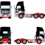 ISUZU Giga Short-cab 6x4 noir, gris et rouge