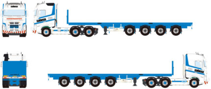 VOLVO FH5 Globetrotter 6x4 avec remorque plateau 3 essieux – Image 2