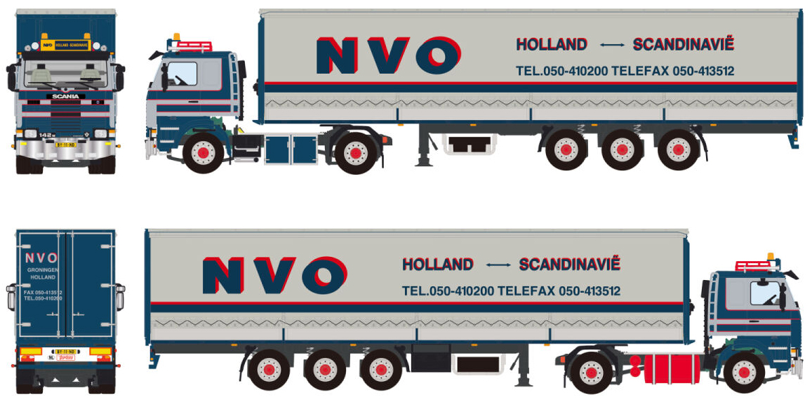 SCANIA R Lowcab 6x2 avec remorque bachée 3 essieux