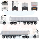 VOLVO FH Aero XL 6x2 avec benne 4 essieux blanc