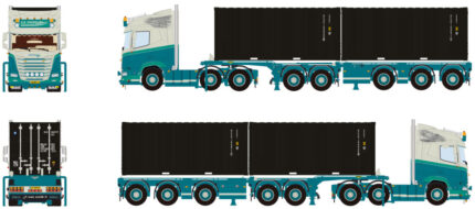 DAF XF SH 6x2 avec remorque porte-containers et 2 containers 20 pieds – Image 3