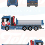 SCANIA XT 8x2 porteur avec plateau à ridelles et grue