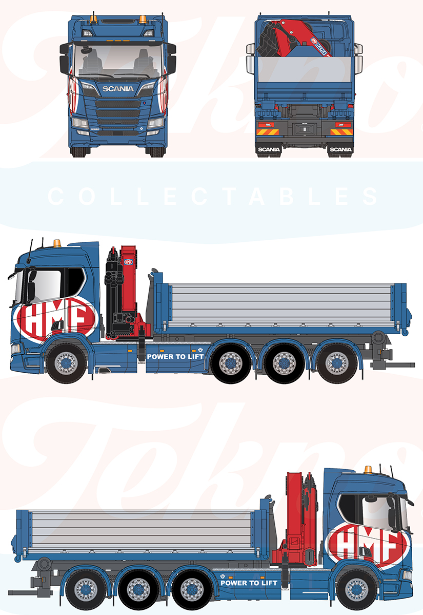 TEKN76538-2-RESA SCANIA XT 8x2 porteur avec plateau à ridelles et grue – Image 1