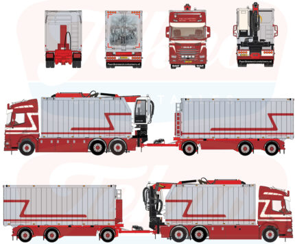 DAF XF 6x2 combiné porteur et remorque de vrac avec grue de chargement – Image 5