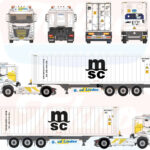 DAF XF 4x2 avec remorque porte-container et container 40 pieds