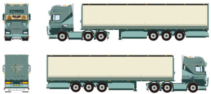 DAF XF95 Super Space Cab 6x2 avec remorque bachée 3 essieux – Image 3